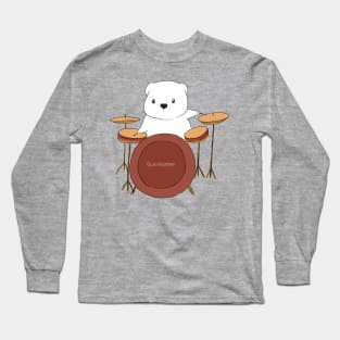 Drummer White Polar Bear | Bunniesmee Long Sleeve T-Shirt